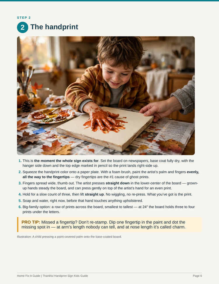 Thankful Handprint Sign Kids Craft Project PDF | Thanksgiving Keepsake Pattern with Full-Size Stencil | DIY Grandparent Gift eBook