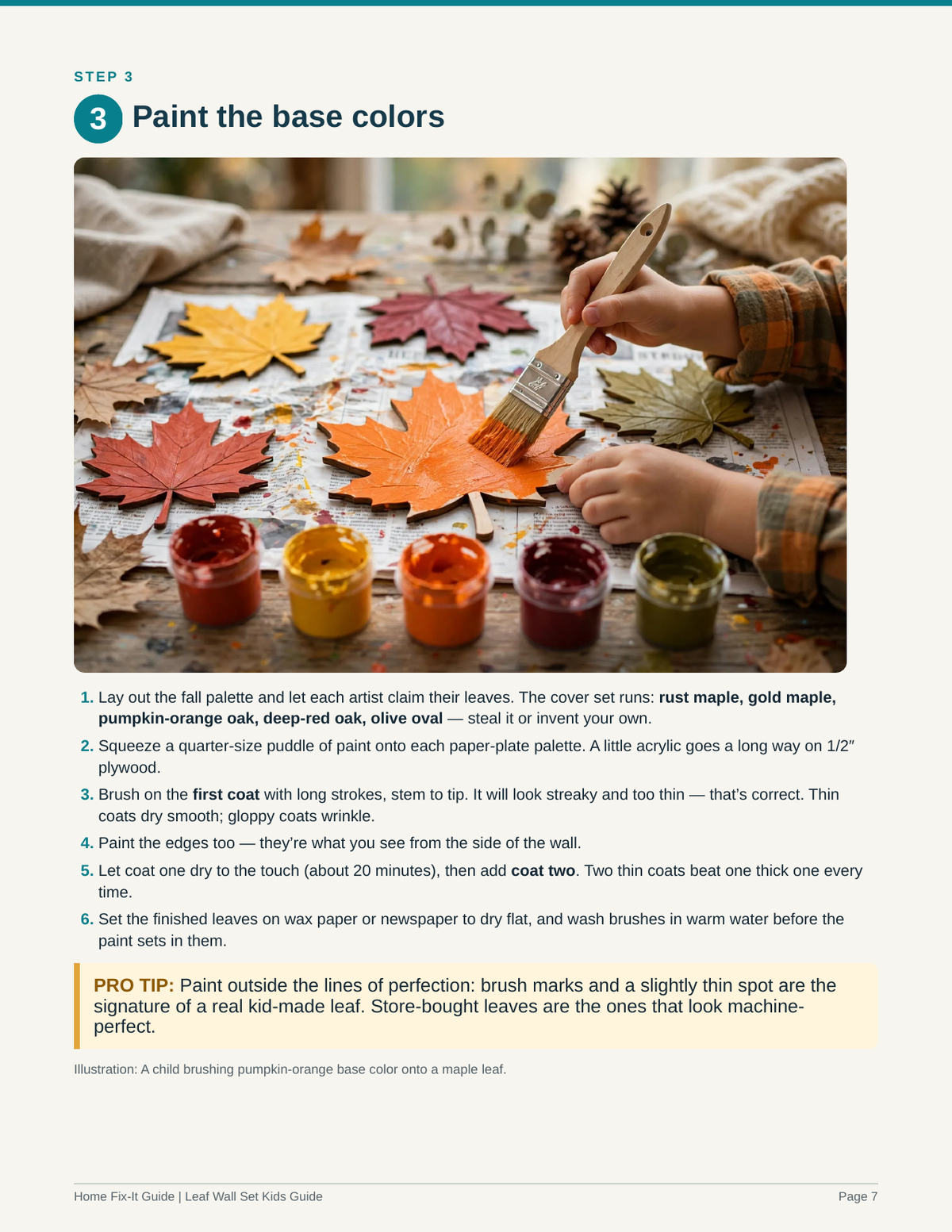 Paint Your Own Leaf Wall Set Kids Project PDF | Wooden Fall Leaves Craft Pattern Full-Size Templates | DIY Kids Decor eBook