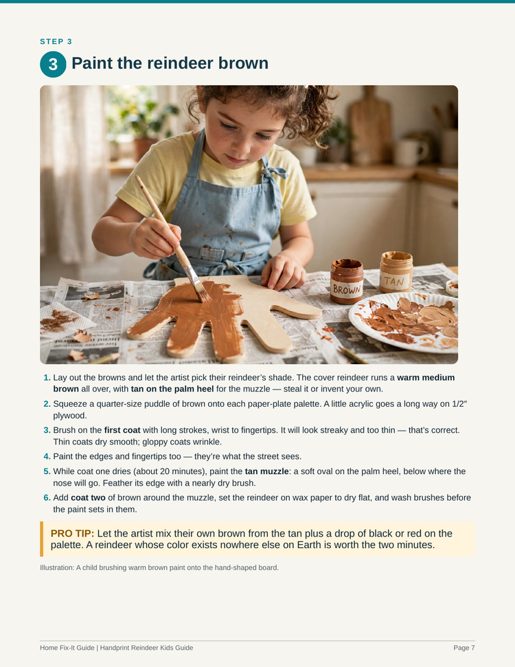 Handprint Reindeer Kids Woodworking Project PDF | Christmas Handprint Craft Pattern Full-Size Templates | DIY Keepsake eBook