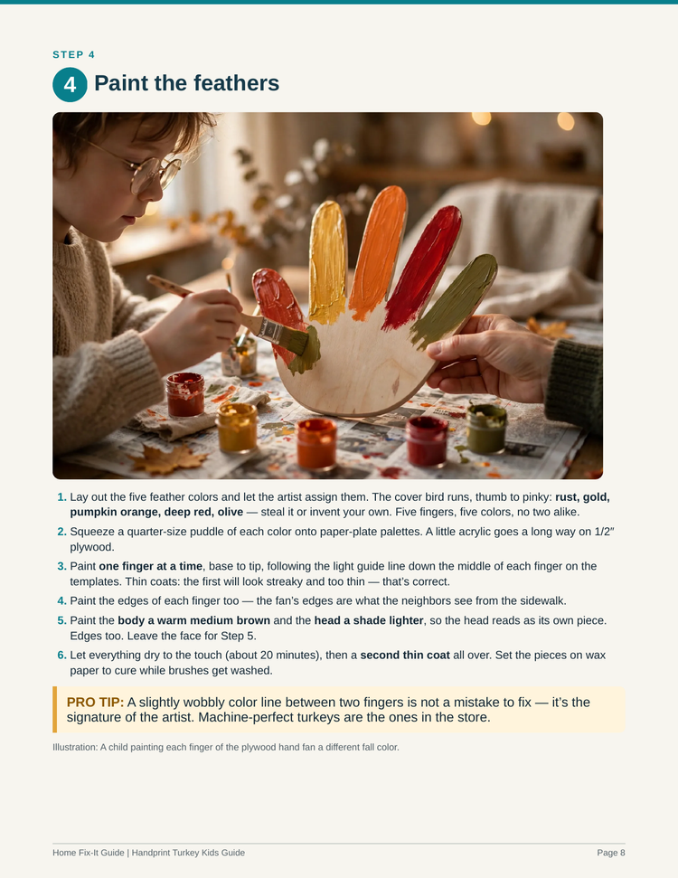 Handprint Turkey Kids Woodworking Project PDF | Thanksgiving Craft Pattern with Full-Size Templates | DIY Fall Yard Decor eBook