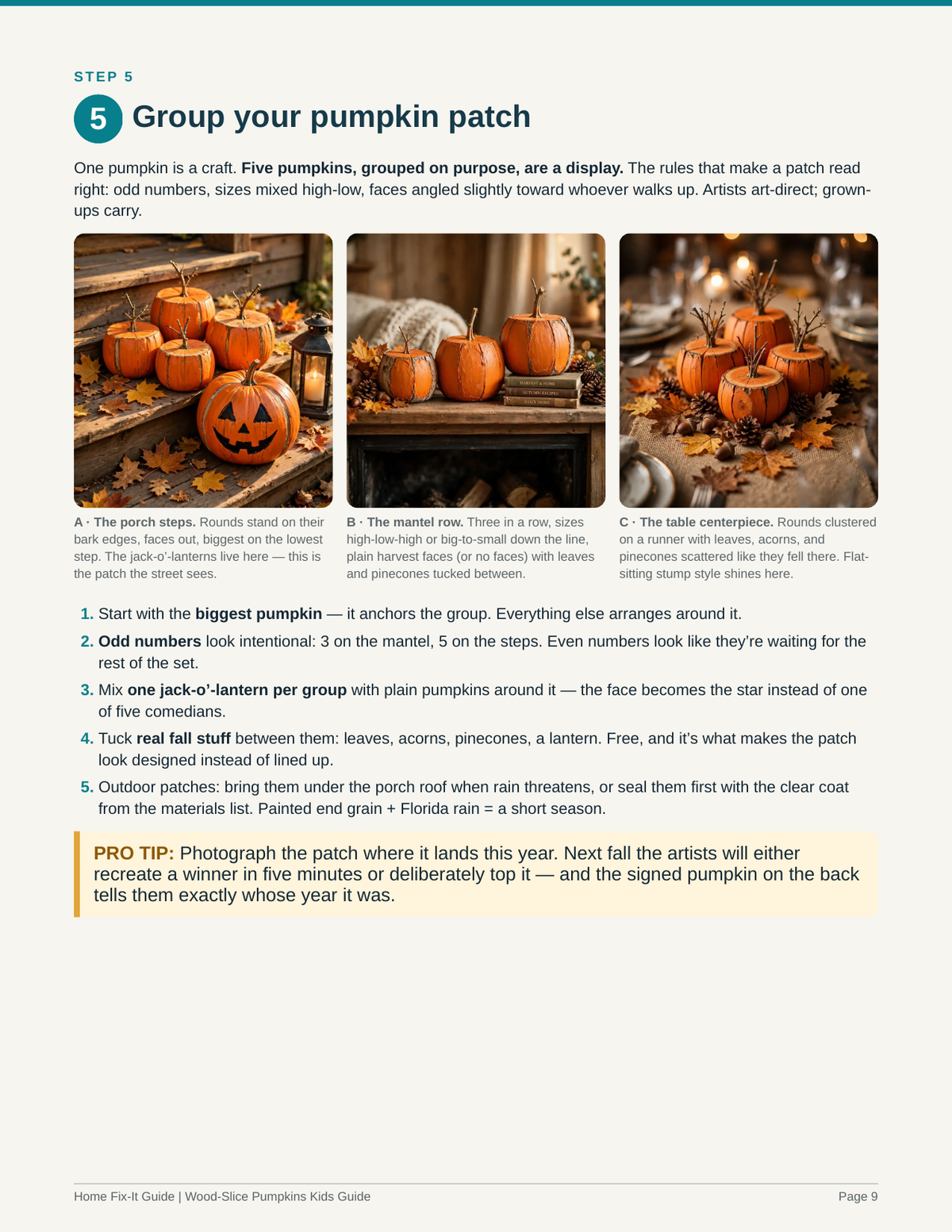 Wood Slice Pumpkins Kids Woodworking Project PDF | Fall Porch Decor Craft Pattern | DIY Paint Your Own Pumpkins eBook