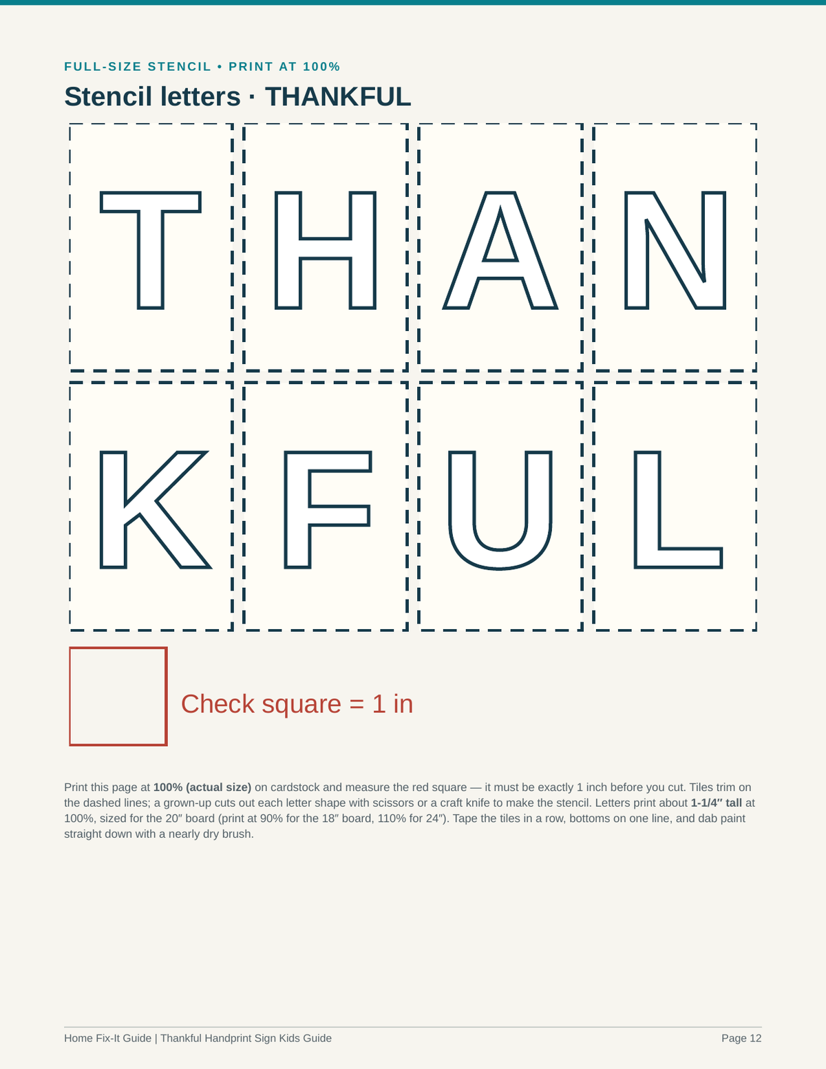 Thankful Handprint Sign Kids Craft Project PDF | Thanksgiving Keepsake Pattern with Full-Size Stencil | DIY Grandparent Gift eBook