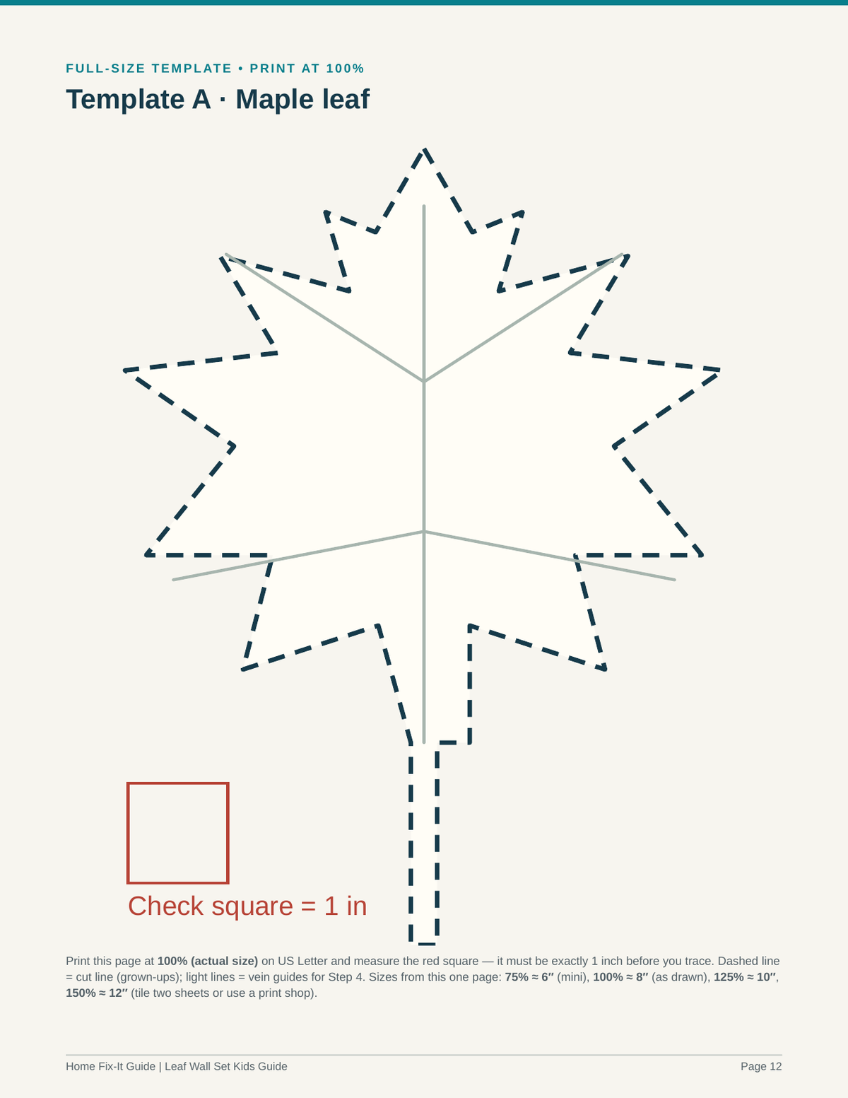 Paint Your Own Leaf Wall Set Kids Project PDF | Wooden Fall Leaves Craft Pattern Full-Size Templates | DIY Kids Decor eBook