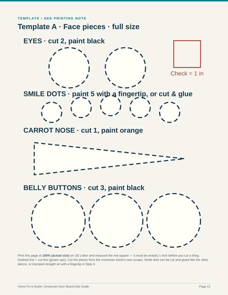 Snowman Door Board Kids Woodworking Project PDF | Christmas Porch Decor Craft Pattern Full-Size Face Templates | DIY eBook