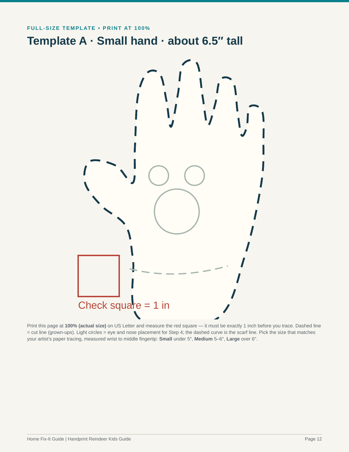 Handprint Reindeer Kids Woodworking Project PDF | Christmas Handprint Craft Pattern Full-Size Templates | DIY Keepsake eBook