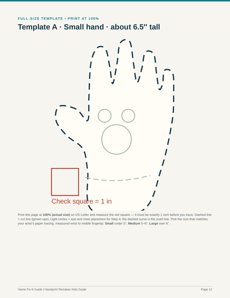 Handprint Reindeer Kids Woodworking Project PDF | Christmas Handprint Craft Pattern Full-Size Templates | DIY Keepsake eBook