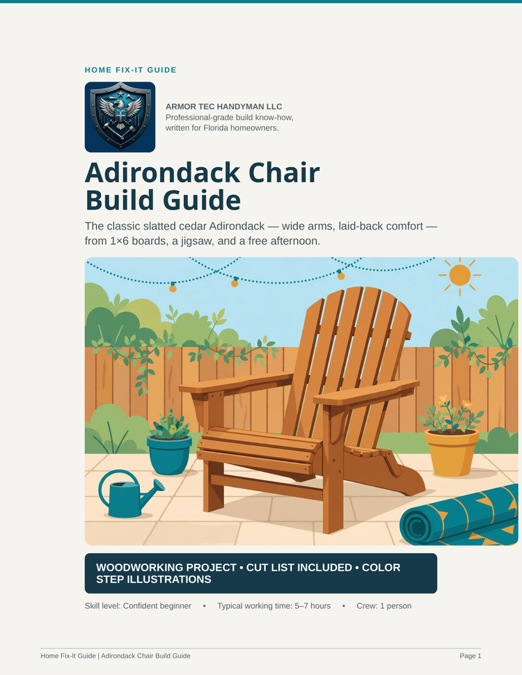 Adirondack Chair Build Guide PDF | Wooden Patio Chair Plans DIY | Woodworking eBook