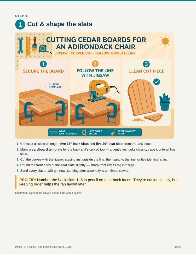 Adirondack Chair Build Guide PDF | Wooden Patio Chair Plans DIY | Woodworking eBook