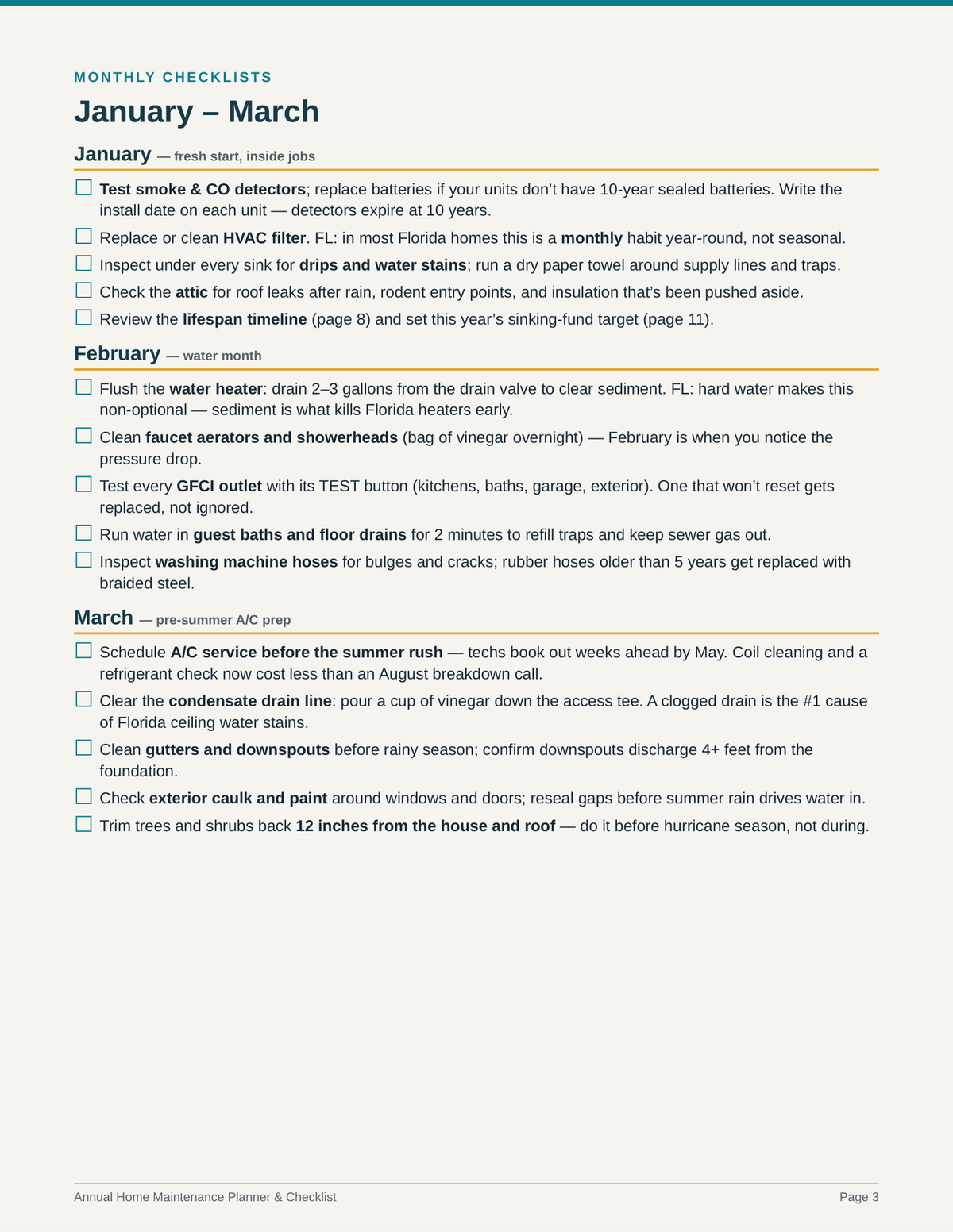 Annual Home Maintenance Planner & Checklist PDF