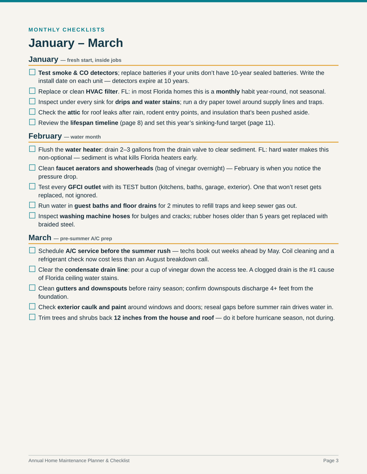 Annual Home Maintenance Planner & Checklist PDF