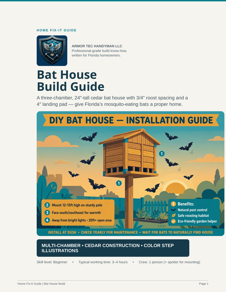 Bat House Build Guide PDF | Wooden Bat Box Plans DIY | Wildlife eBook