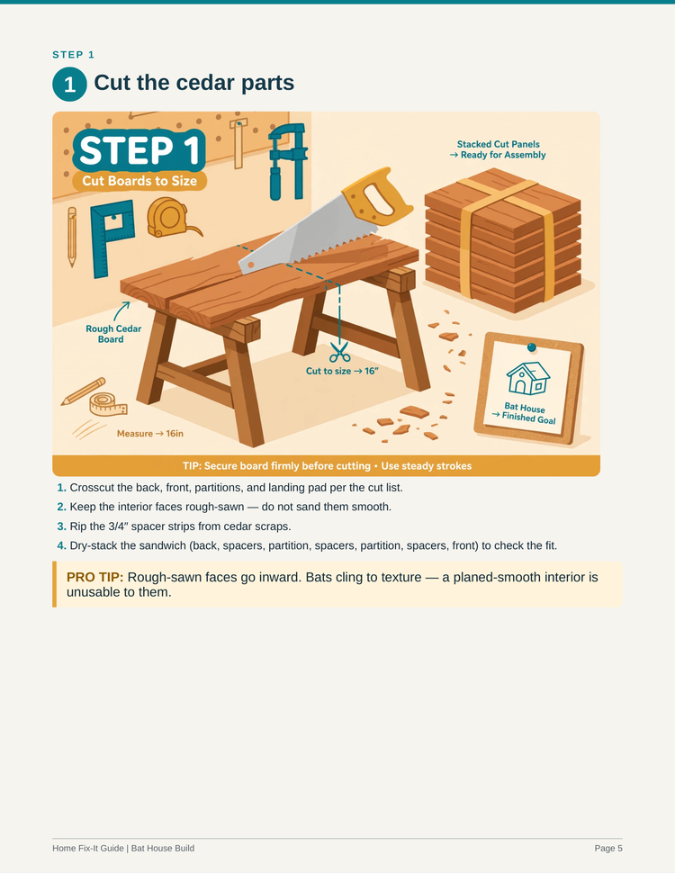 Bat House Build Guide PDF | Wooden Bat Box Plans DIY | Wildlife eBook