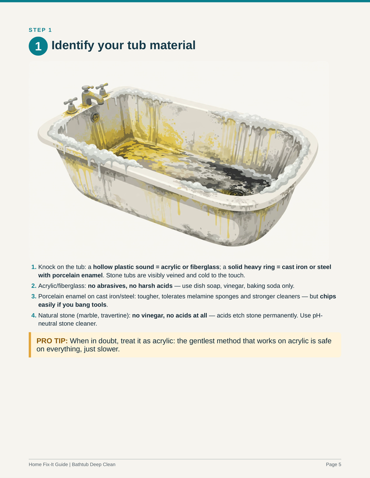 Bathtub Deep Cleaning Guide PDF | Soap Scum Stain Removal DIY | Bathroom eBook
