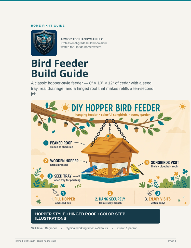 Bird Feeder Build Guide PDF | Wooden Feeder Plans DIY | Backyard eBook