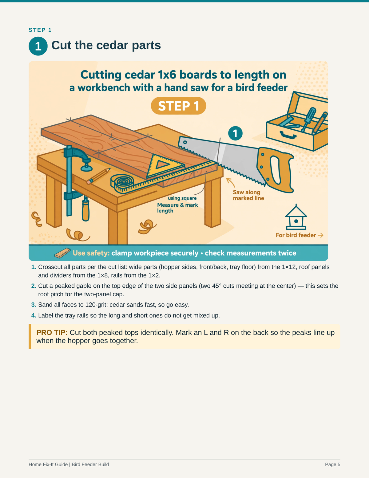 Bird Feeder Build Guide PDF | Wooden Feeder Plans DIY | Backyard eBook