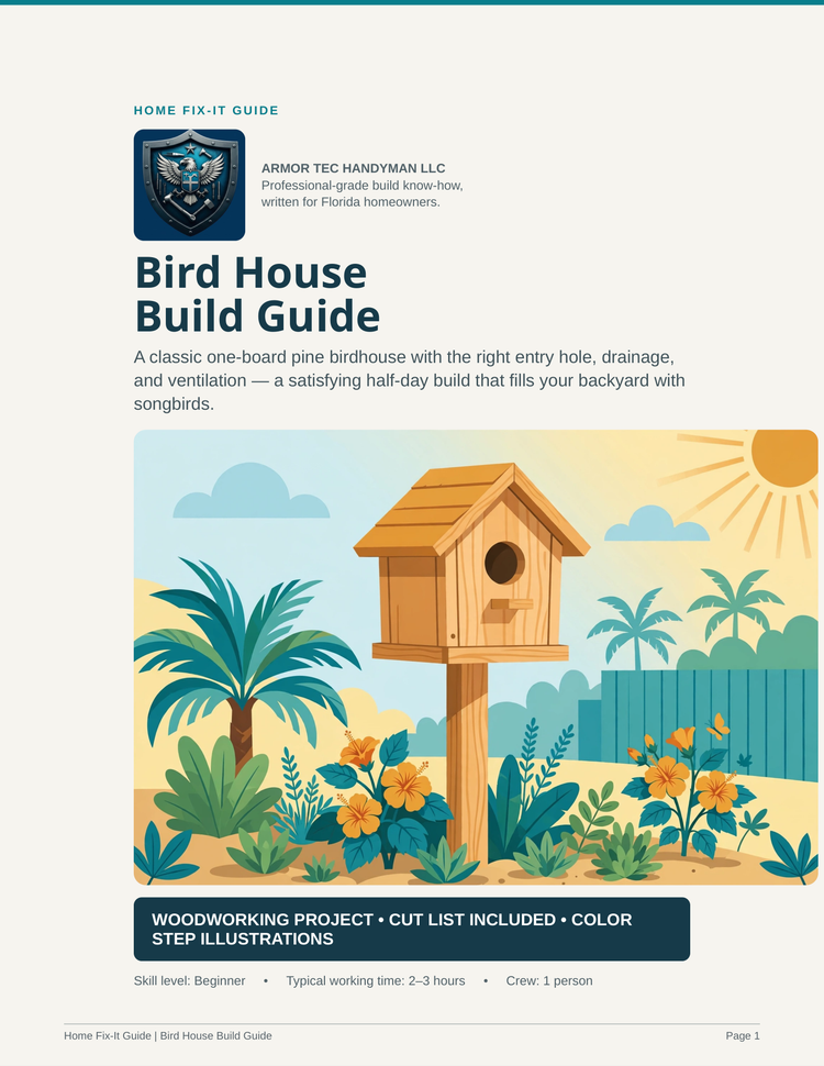 Bird House Build Guide PDF | Wooden Birdhouse Plans DIY | Woodworking eBook