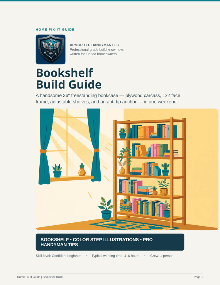 Bookshelf Build Guide PDF | Freestanding Bookcase Plans DIY | Woodworking eBook