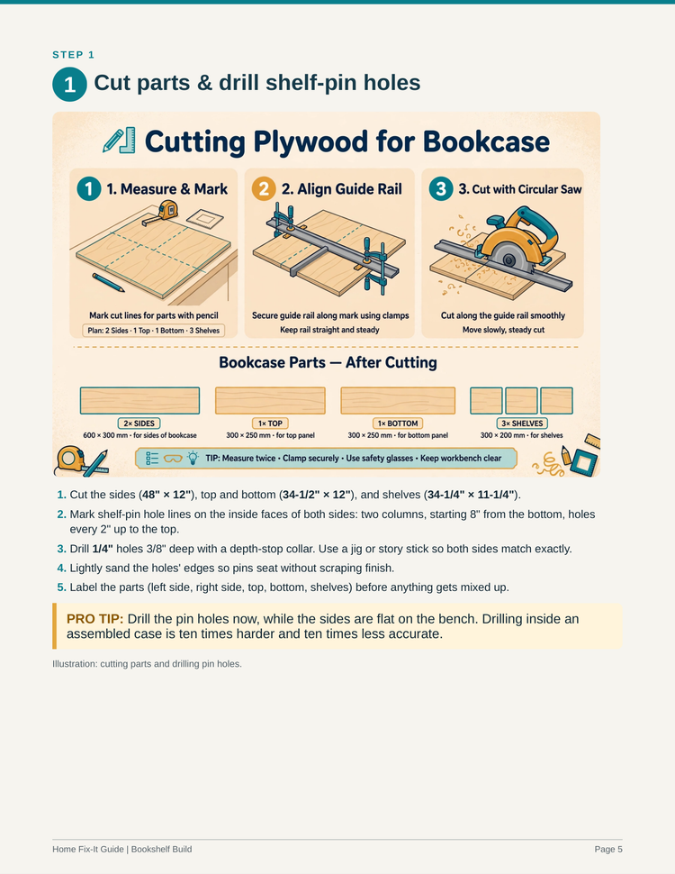 Bookshelf Build Guide PDF | Freestanding Bookcase Plans DIY | Woodworking eBook