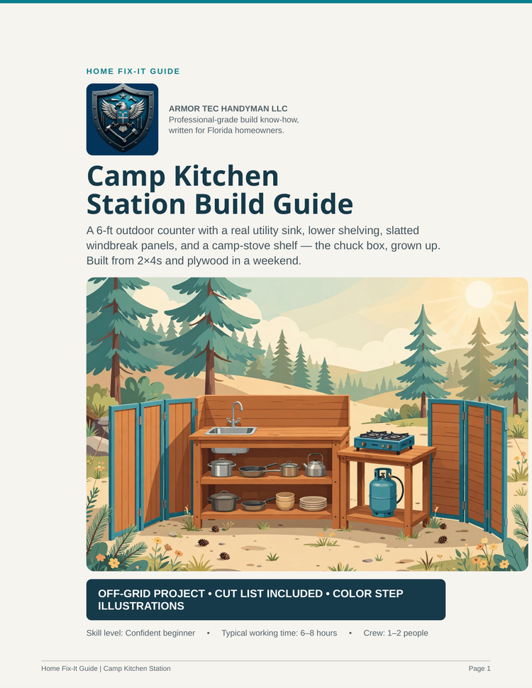 Camp Kitchen Station Plans PDF | DIY Off-Grid Outdoor Kitchen | Camp Sink Build Guide