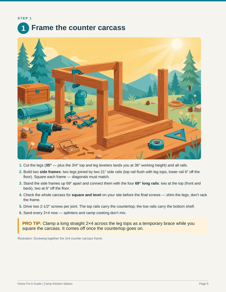 Camp Kitchen Station Plans PDF | DIY Off-Grid Outdoor Kitchen | Camp Sink Build Guide