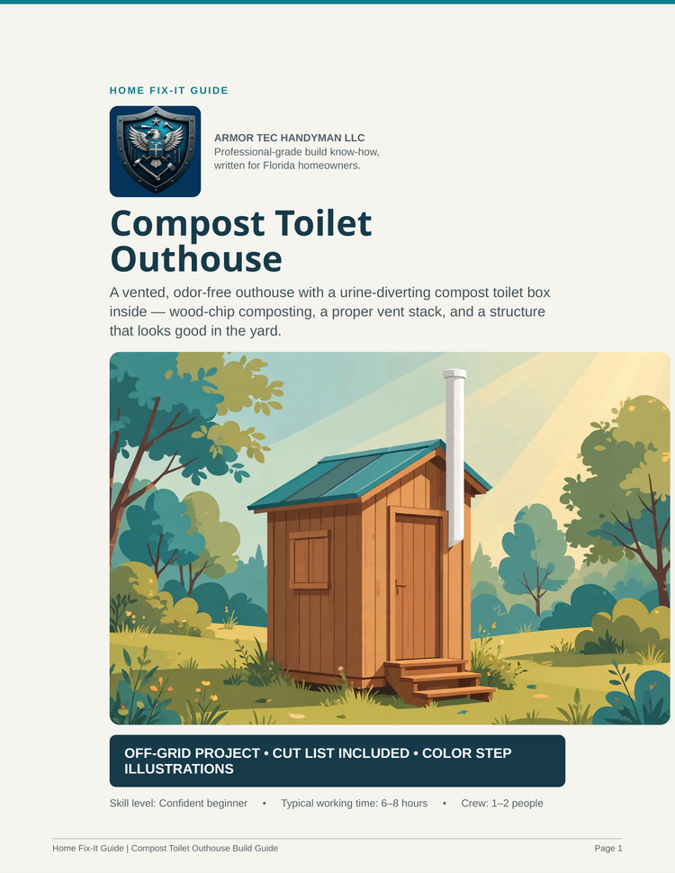 Compost Toilet Outhouse Plans PDF | DIY Off-Grid Bathroom Build | Composting Toilet Guide