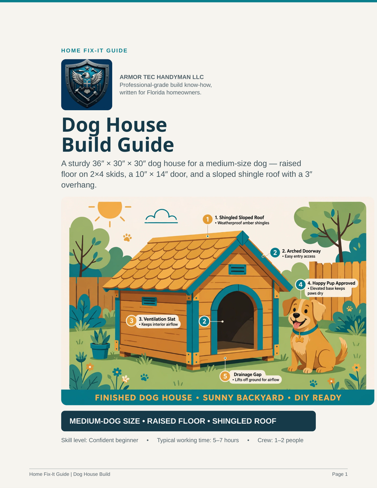 Dog House Build Guide PDF | Wooden Doghouse Plans DIY | Pet eBook