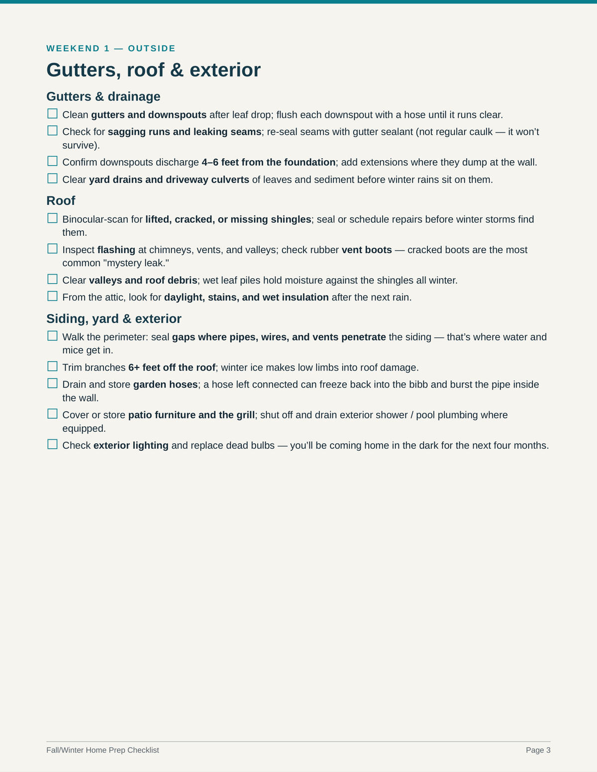 Fall Winter Home Prep Checklist PDF