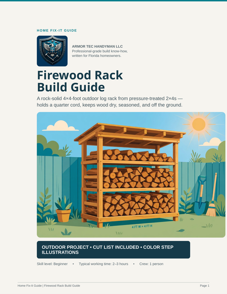 Firewood Rack Build Guide PDF | Outdoor Log Holder Plans DIY | Woodworking eBook