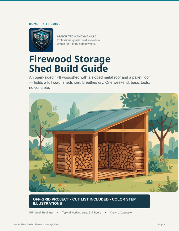 Firewood Storage Shed Plans PDF | DIY 4x8 Open Woodshed Build | Firewood Shed Guide