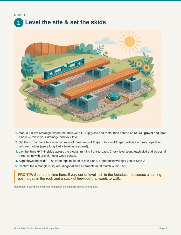 Firewood Storage Shed Plans PDF | DIY 4x8 Open Woodshed Build | Firewood Shed Guide