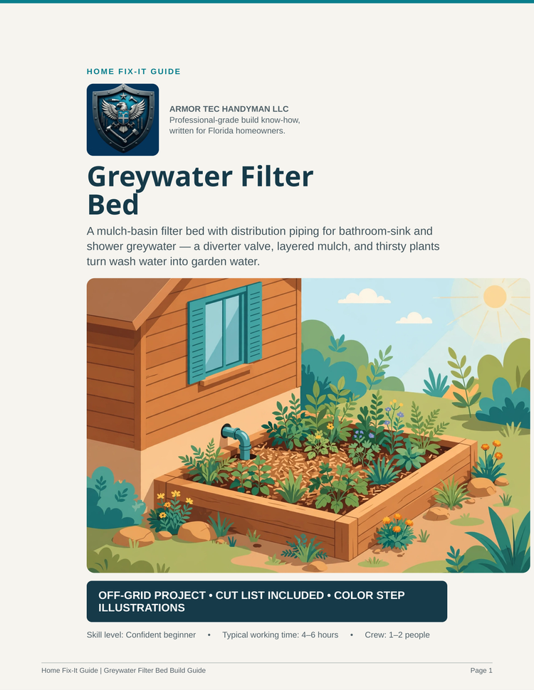 Greywater Filter Bed Plans PDF | DIY Off-Grid Water Recycling | Mulch Basin Build Guide