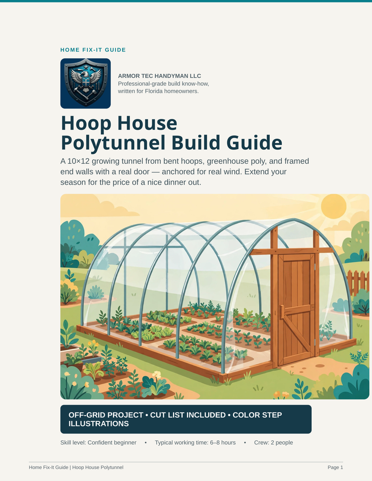 Hoop House Polytunnel Plans PDF | DIY Off-Grid Greenhouse | 10x12 PVC Hoop House