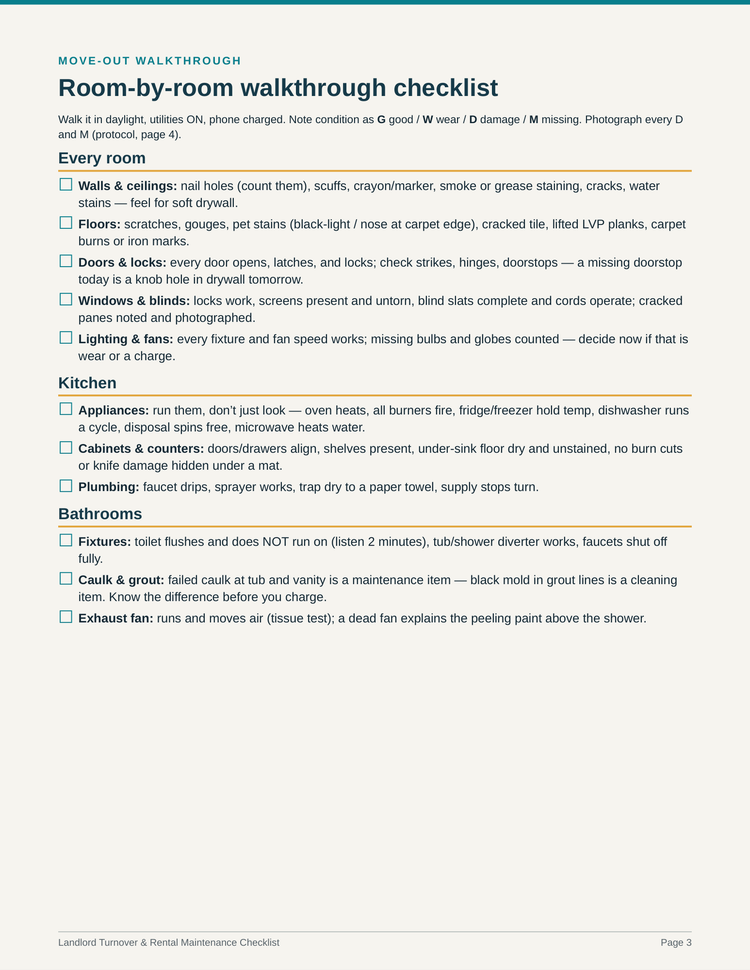 Landlord Turnover Checklist PDF