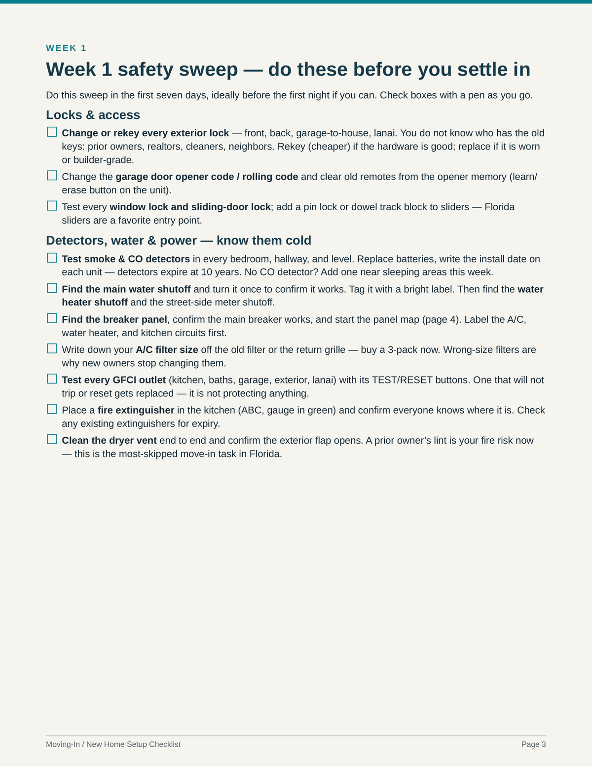 Moving In Checklist Printable
