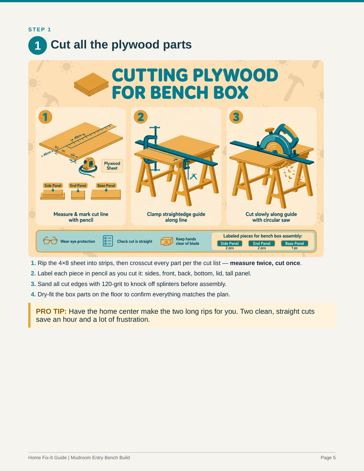 Mudroom Bench Build Guide PDF | Entryway Storage Bench Plans DIY | Home Decor eBook