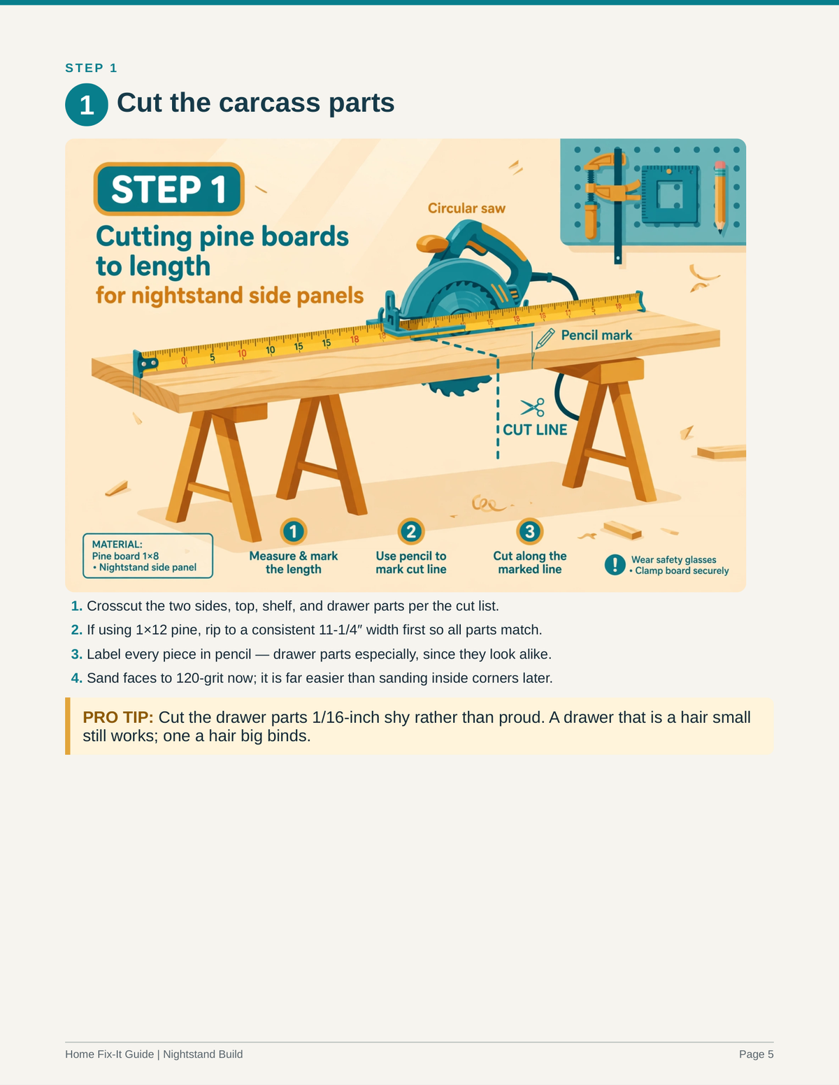 Nightstand Build Guide PDF | Wooden Bedside Table Plans DIY | Woodworking eBook
