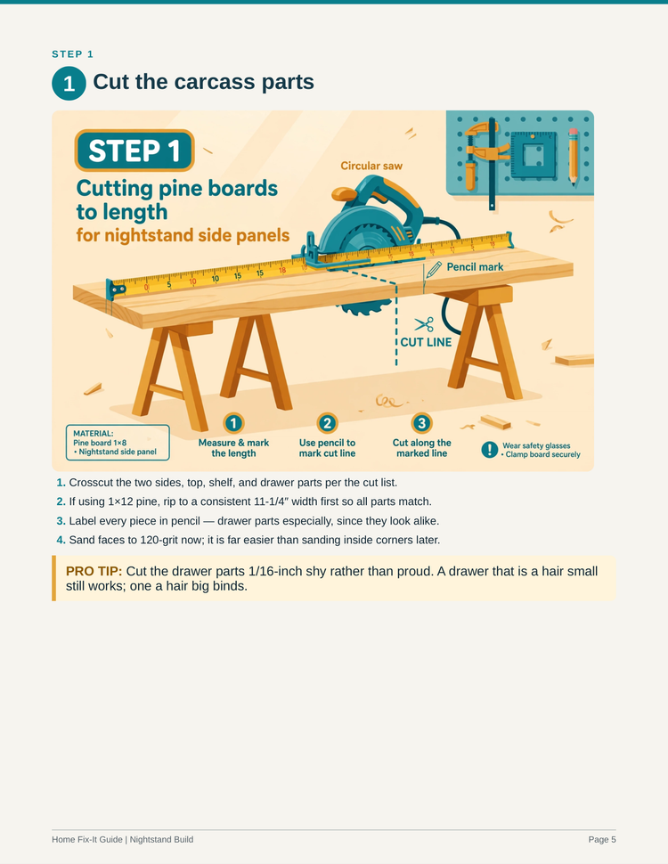 Nightstand Build Guide PDF | Wooden Bedside Table Plans DIY | Woodworking eBook