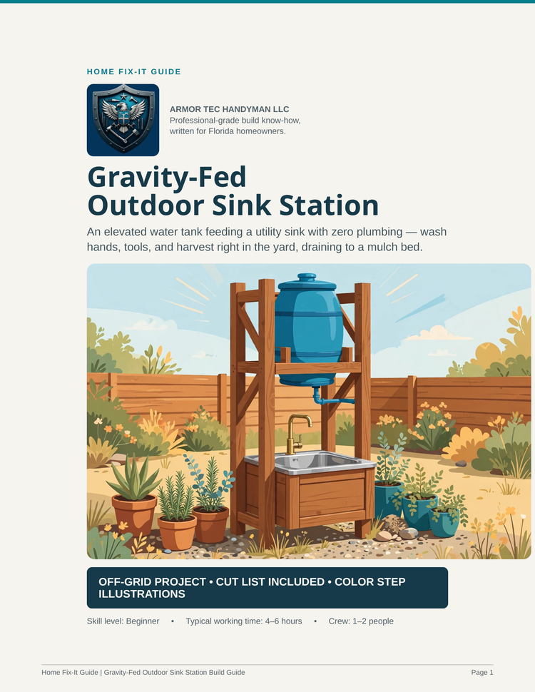Outdoor Sink Station Plans PDF | DIY Off-Grid Gravity-Fed Sink | No-Pump Sink Guide
