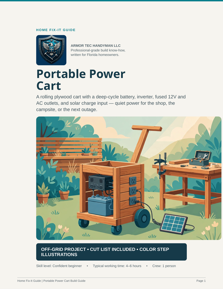Portable Power Cart Plans PDF | DIY Off-Grid Battery Generator | 1000W Inverter Build