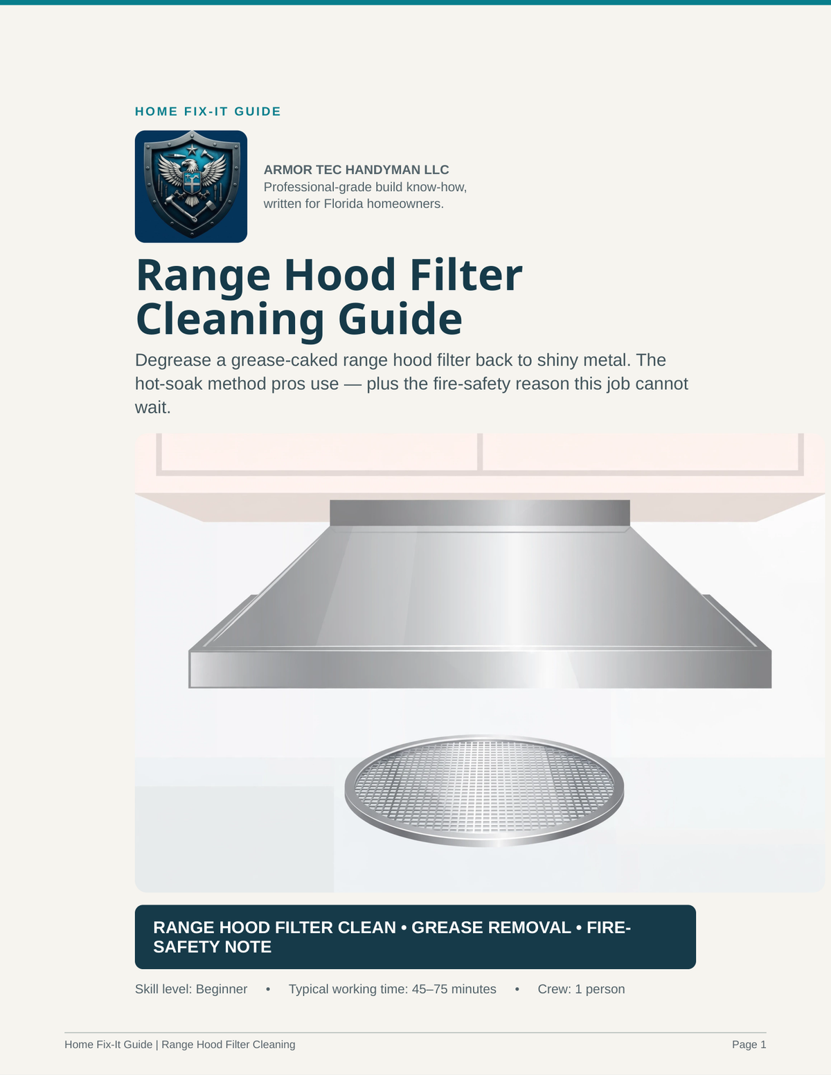 Range Hood Filter Cleaning Guide PDF | Degrease Kitchen Hood DIY | Home eBook