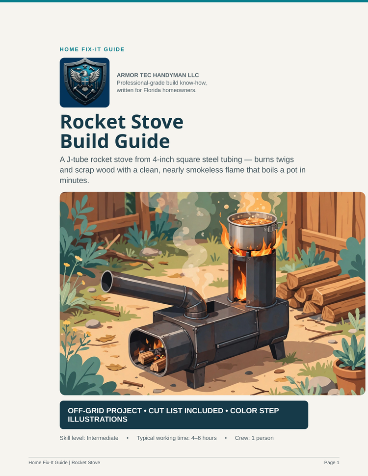 Rocket Stove Plans PDF | DIY Off-Grid J-Tube Stove Build | Survival Cooking Guide