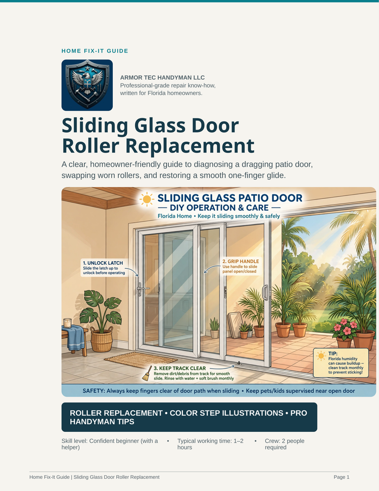 Sliding Glass Door Roller Guide PDF | Fix Stuck Patio Door DIY | Repair eBook