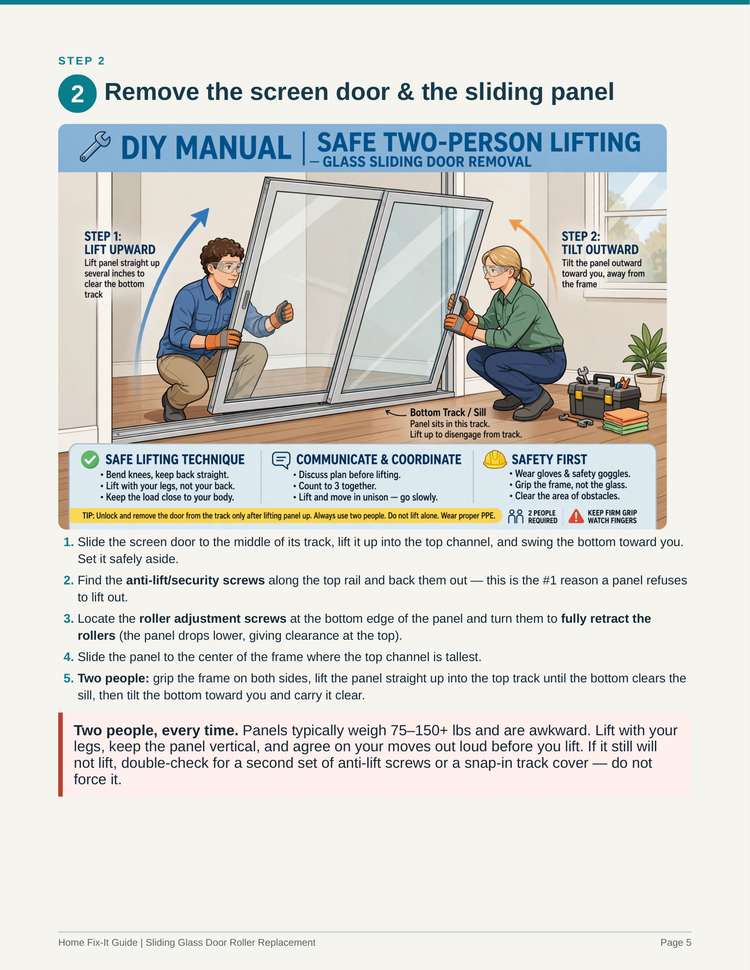 Sliding Glass Door Roller Guide PDF | Fix Stuck Patio Door DIY | Repair eBook