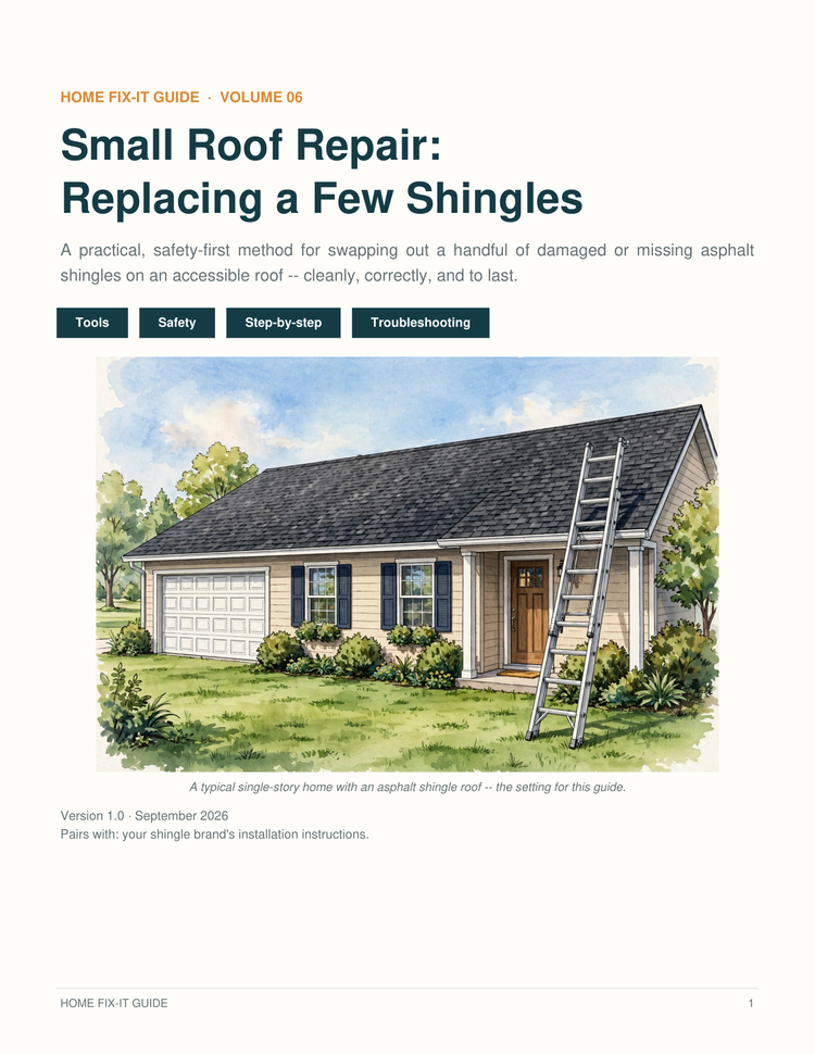 Small Roof Repair Guide PDF | Replace Asphalt Shingles DIY | Roofing eBook