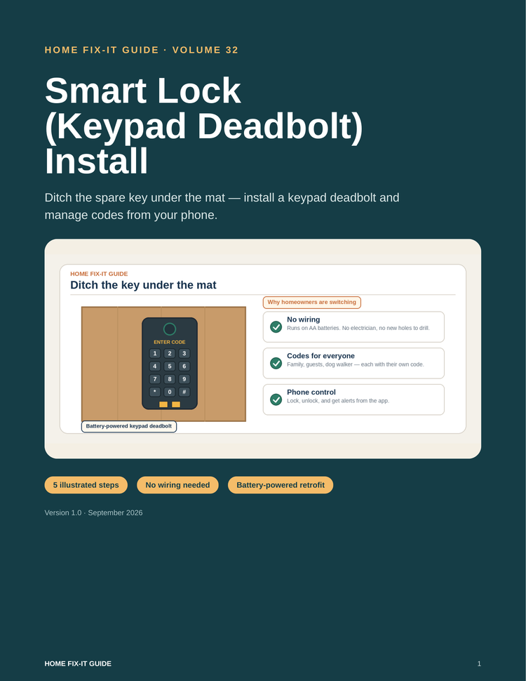 Smart Lock Install Guide PDF | Keypad Deadbolt Setup DIY | Home Security eBook