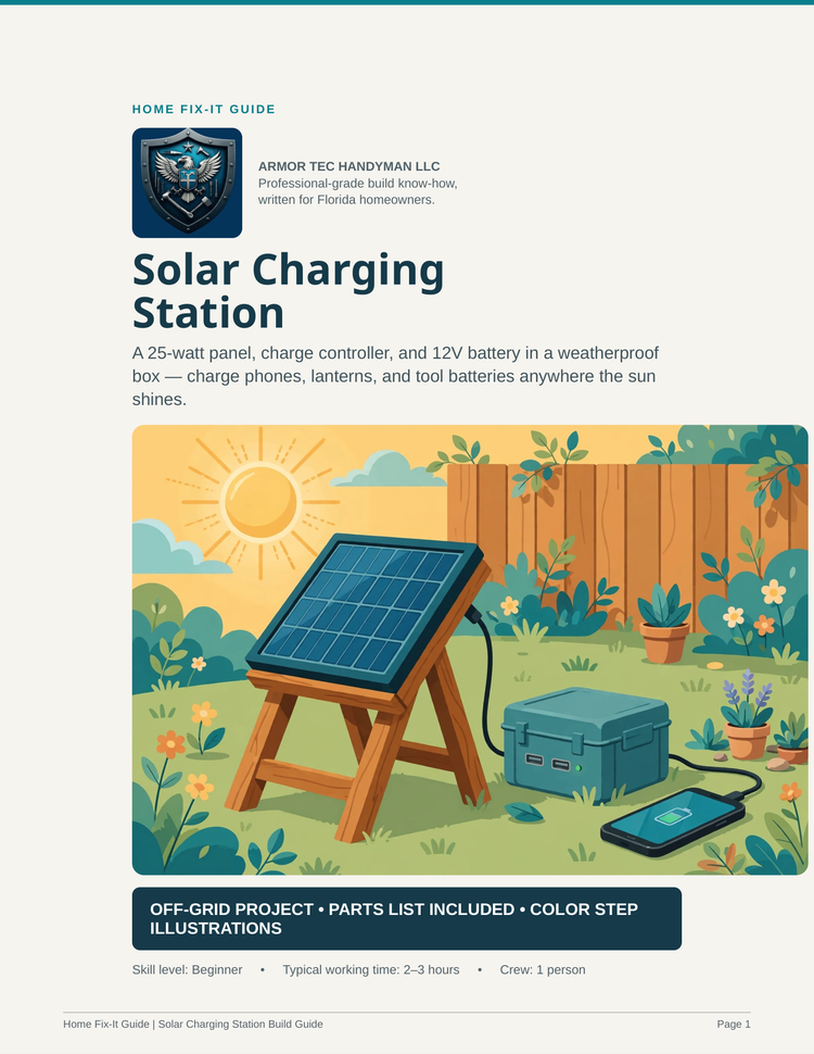 Solar Charging Station Plans PDF | DIY Off-Grid USB Charger | 25W Solar Power Hub