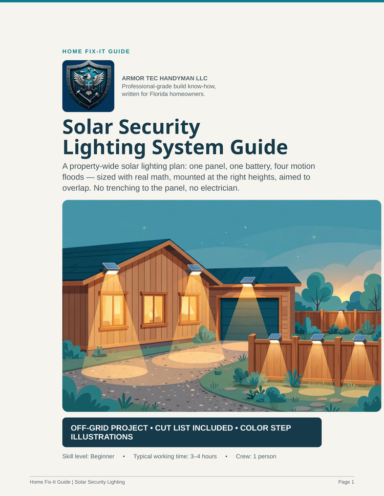 Solar Security Lighting Plans PDF | DIY Off-Grid Motion Light System | Solar Flood Lights
