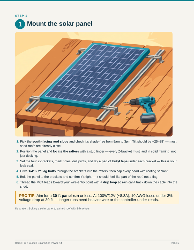 Solar Shed Power Kit Plans PDF | DIY Off-Grid 12V Solar Setup | 100W Panel Wiring Guide