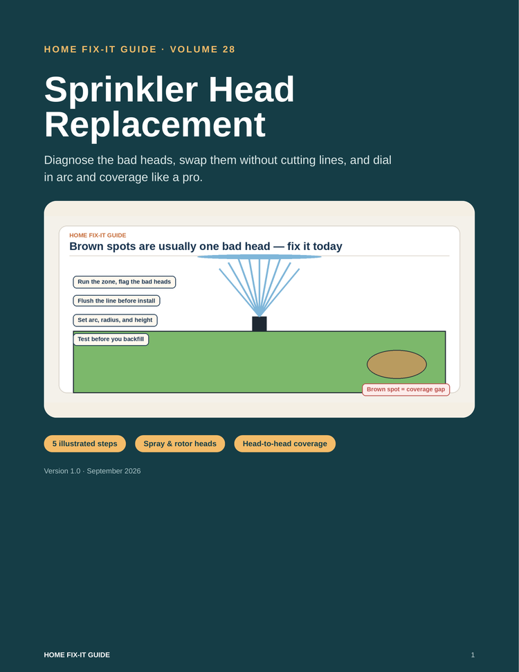 Sprinkler Head Replacement Guide PDF | Fix Lawn Sprinklers DIY | Irrigation eBook