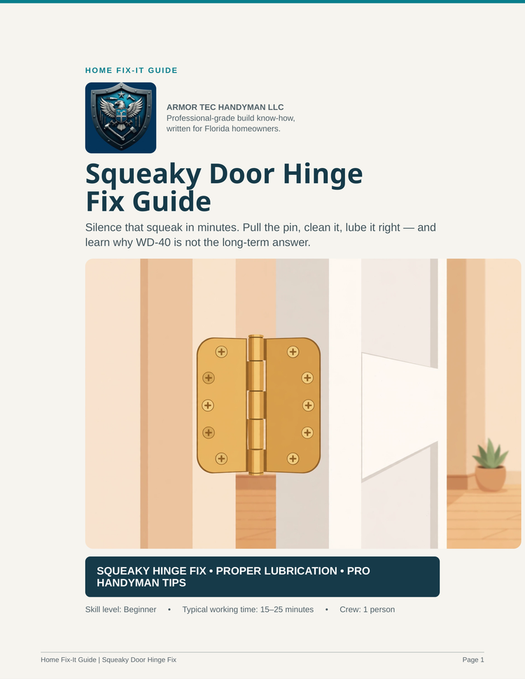 Squeaky Door Hinge Fix Guide PDF | Silence Door Hinges DIY | Home Repair eBook